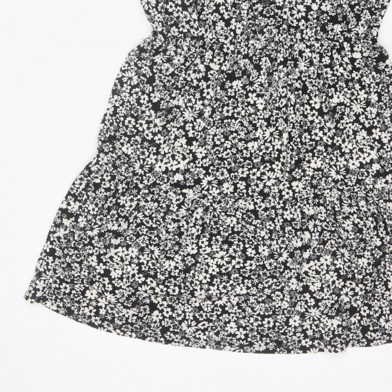 Warehouse Women Black White UK 12 Floral Fit & Flare Shirt Dress