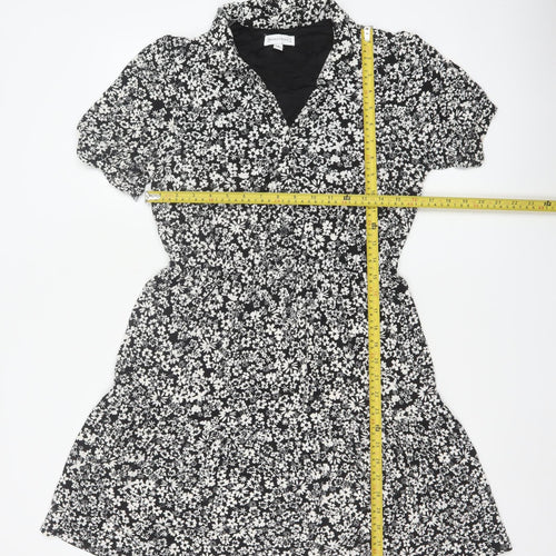 Warehouse Women Black White UK 12 Floral Fit & Flare Shirt Dress