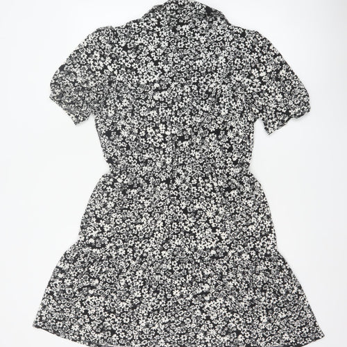 Warehouse Women Black White UK 12 Floral Fit & Flare Shirt Dress