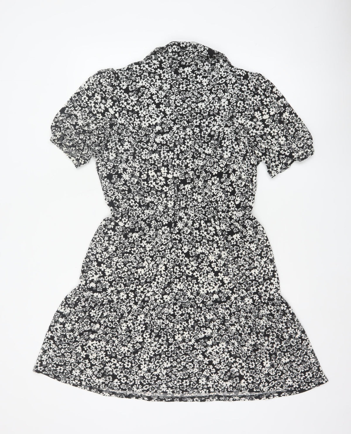 Warehouse Women Black White UK 12 Floral Fit & Flare Shirt Dress