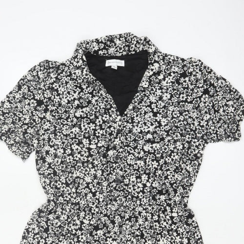 Warehouse Women Black White UK 12 Floral Fit & Flare Shirt Dress