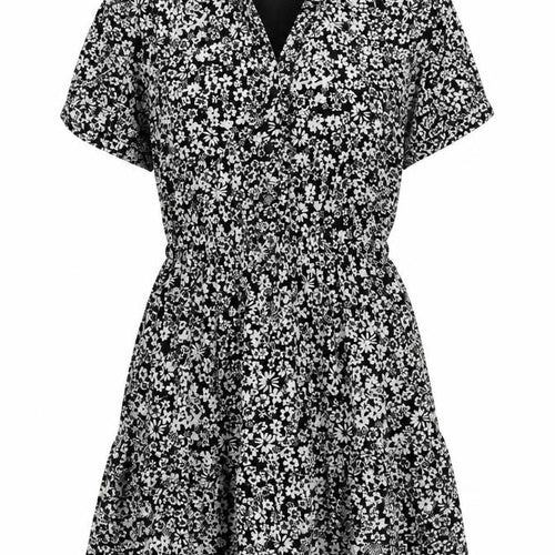 Warehouse Women Black White UK 12 Floral Fit & Flare Shirt Dress
