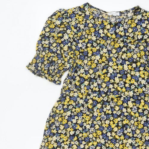 Warehouse Women Multicoloured Floral Fit & Flare Dress UK 12 Bell Sleeve
