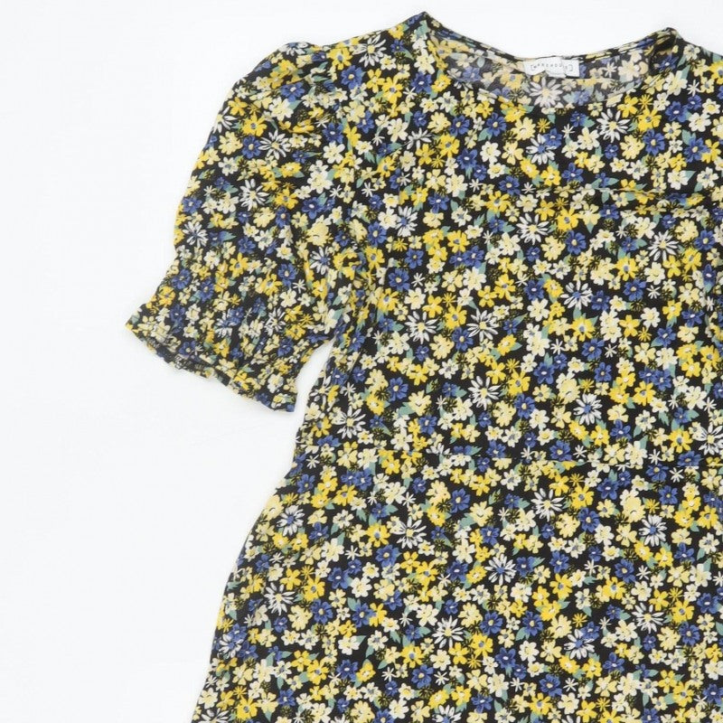 Warehouse Women Multicoloured Floral Fit & Flare Dress UK 12 Bell Sleeve
