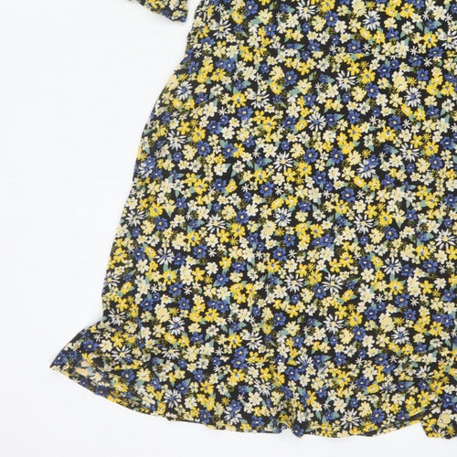 Warehouse Women Multicoloured Floral Fit & Flare Dress UK 12 Bell Sleeve