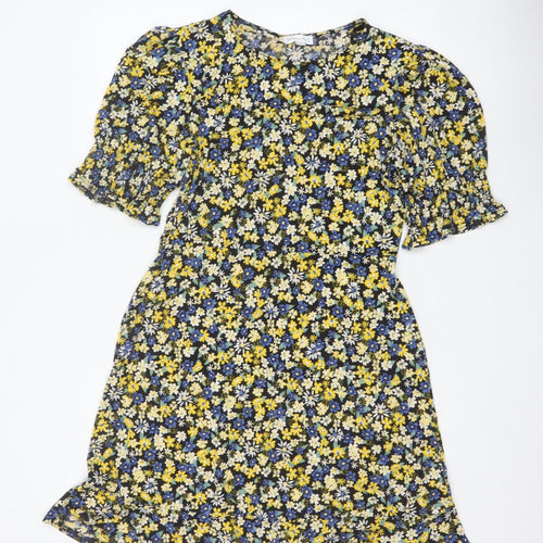 Warehouse Women Multicoloured Floral Fit & Flare Dress UK 12 Bell Sleeve