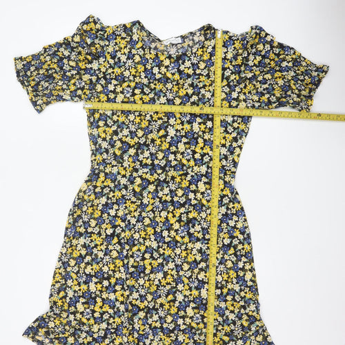 Warehouse Women Multicoloured Floral Fit & Flare Dress UK 12 Bell Sleeve