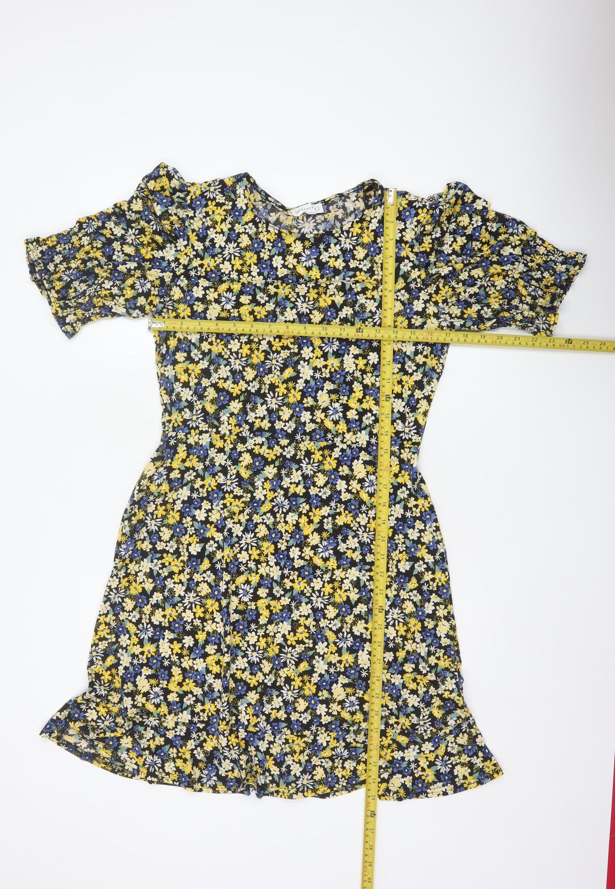 Warehouse Women Multicoloured Floral Fit & Flare Dress UK 12 Bell Sleeve