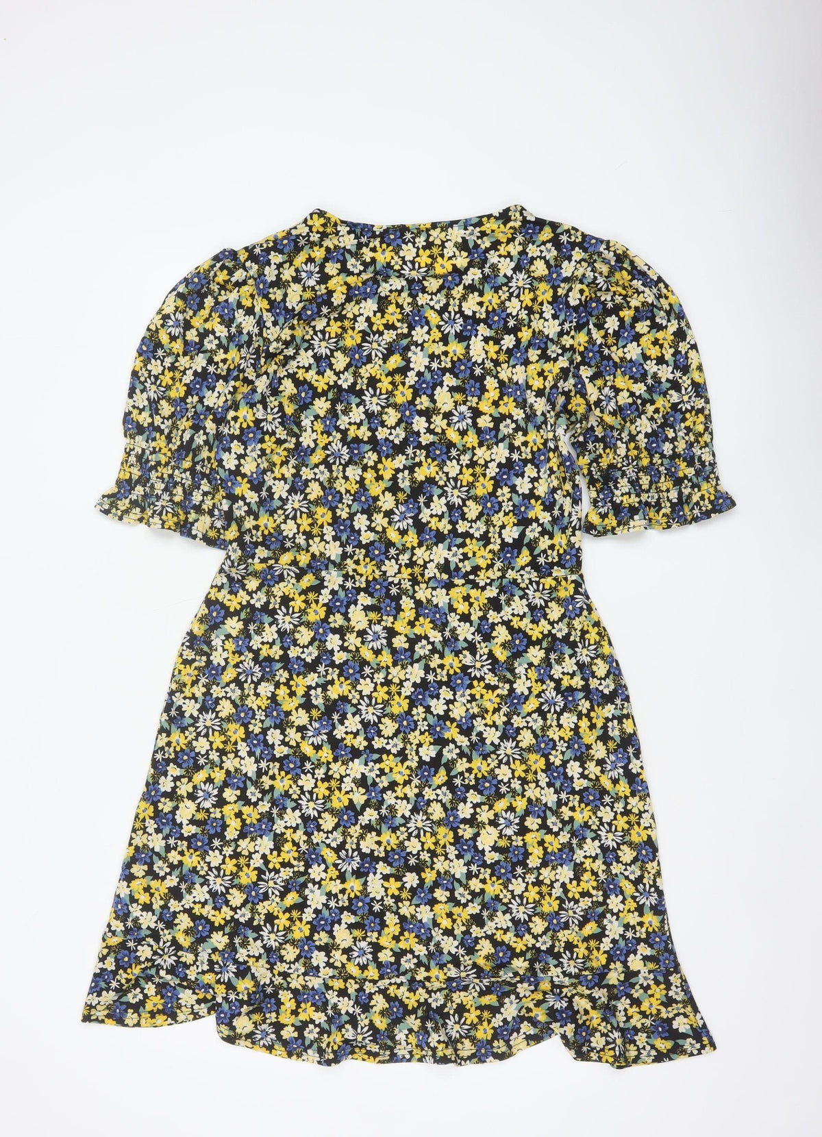 Warehouse Women Multicoloured Floral Fit & Flare Dress UK 12 Bell Sleeve