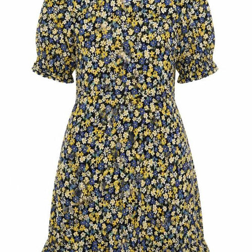 Warehouse Women Multicoloured Floral Fit & Flare Dress UK 12 Bell Sleeve