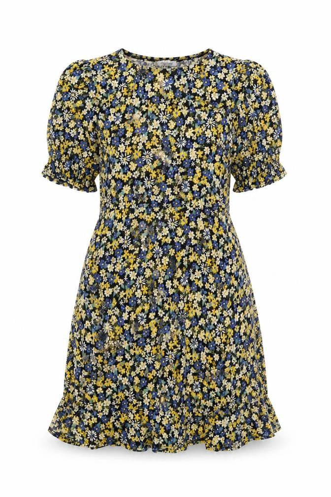Warehouse Women Multicoloured Floral Fit & Flare Dress UK 12 Bell Sleeve