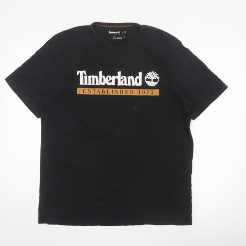 Timberland Men’s Black L Logo Graphic Print Crew Neck Cotton T-Shirt