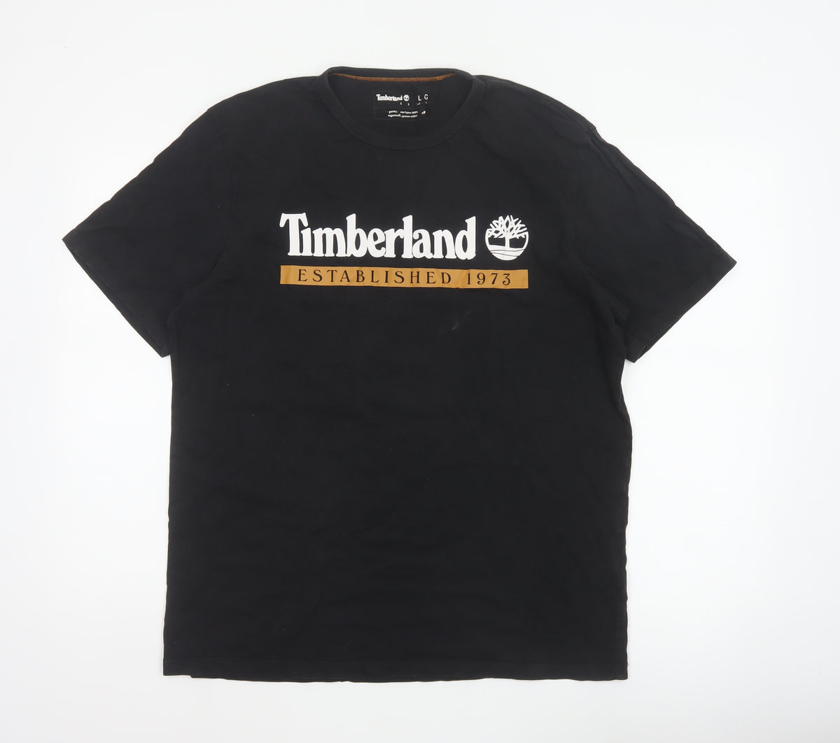 Timberland Men’s Black L Logo Graphic Print Crew Neck Cotton T-Shirt