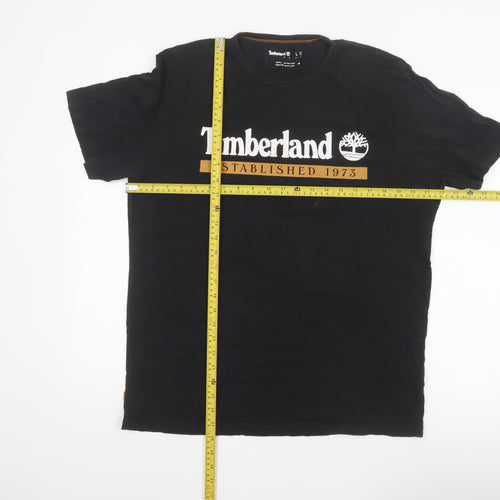 Timberland Men’s Black L Logo Graphic Print Crew Neck Cotton T-Shirt