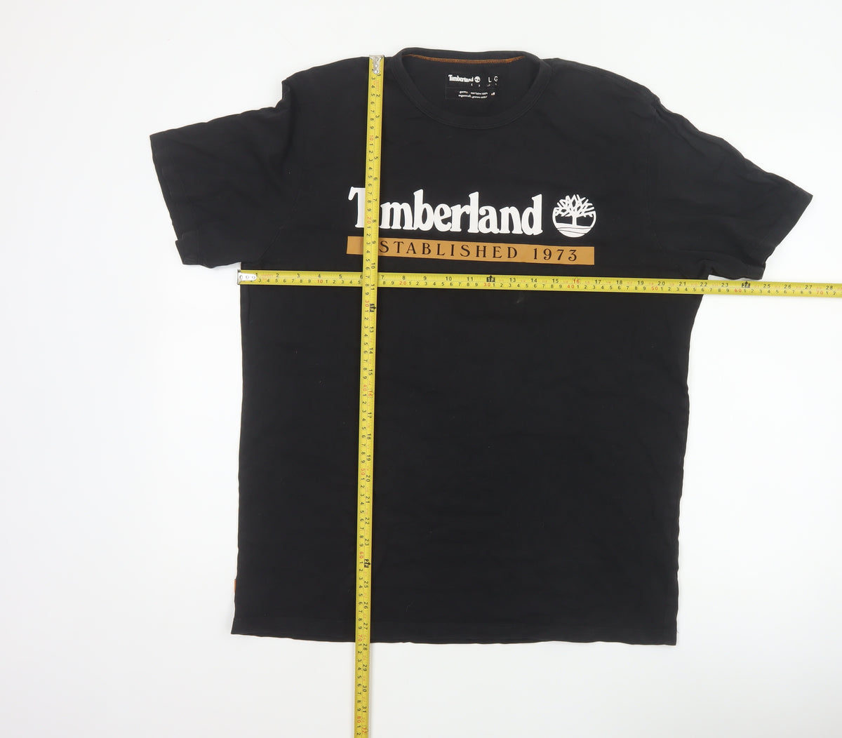 Timberland Men’s Black L Logo Graphic Print Crew Neck Cotton T-Shirt