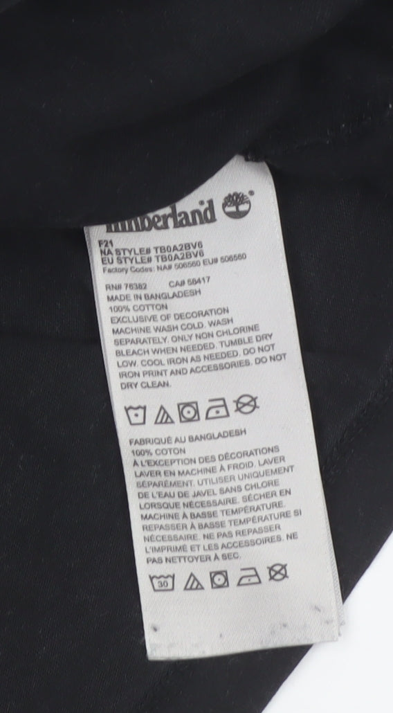 Timberland Men’s Black L Logo Graphic Print Crew Neck Cotton T-Shirt