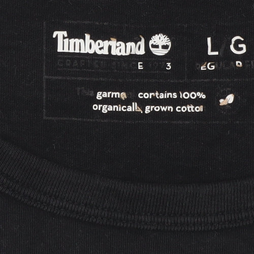 Timberland Men’s Black L Logo Graphic Print Crew Neck Cotton T-Shirt