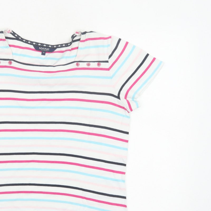 Maine New England Women’s Multicoloured Striped Cotton T-Shirt UK 16