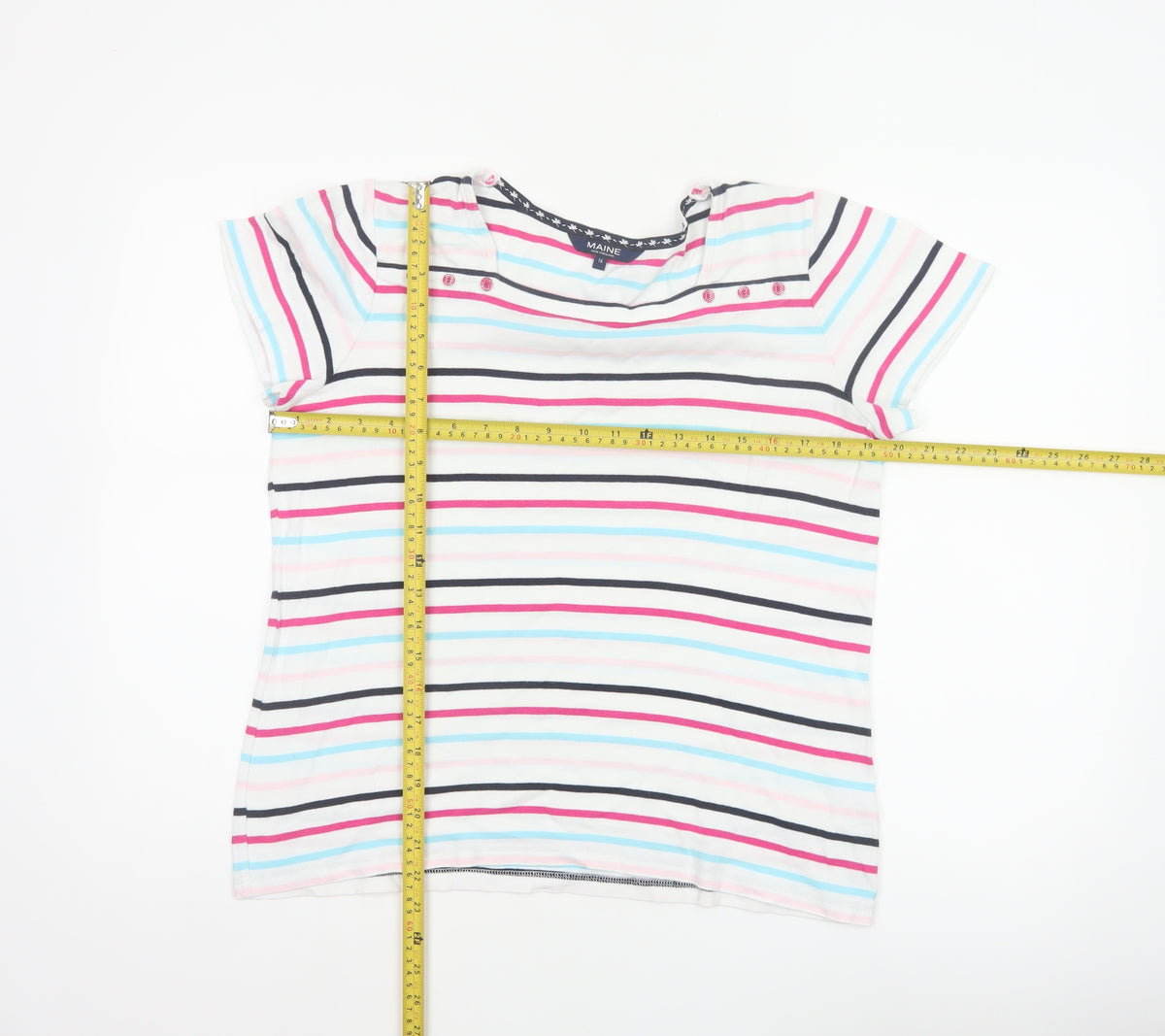 Maine New England Women’s Multicoloured Striped Cotton T-Shirt UK 16