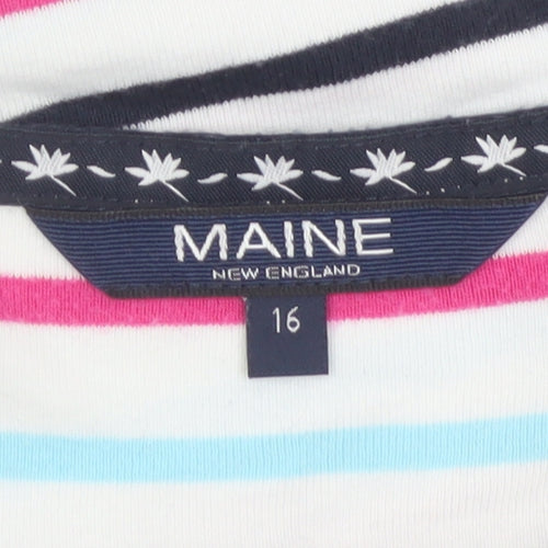 Maine New England Women’s Multicoloured Striped Cotton T-Shirt UK 16