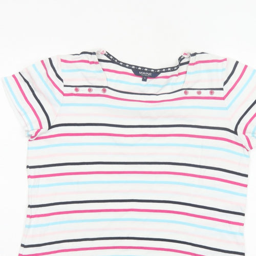 Maine New England Women’s Multicoloured Striped Cotton T-Shirt UK 16