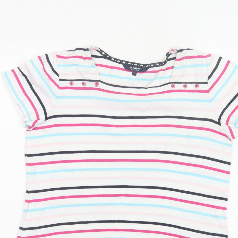 Maine New England Women’s Multicoloured Striped Cotton T-Shirt UK 16
