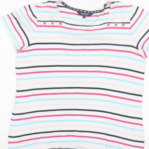 Maine New England Women’s Multicoloured Striped Cotton T-Shirt UK 16