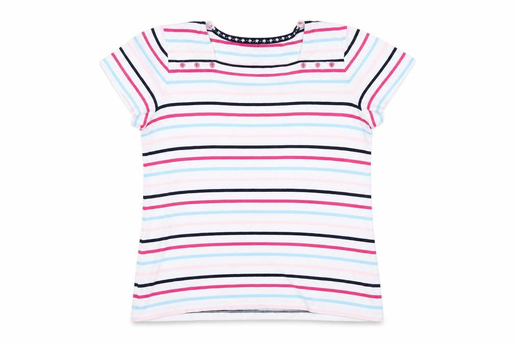 Maine New England Women’s Multicoloured Striped Cotton T-Shirt UK 16