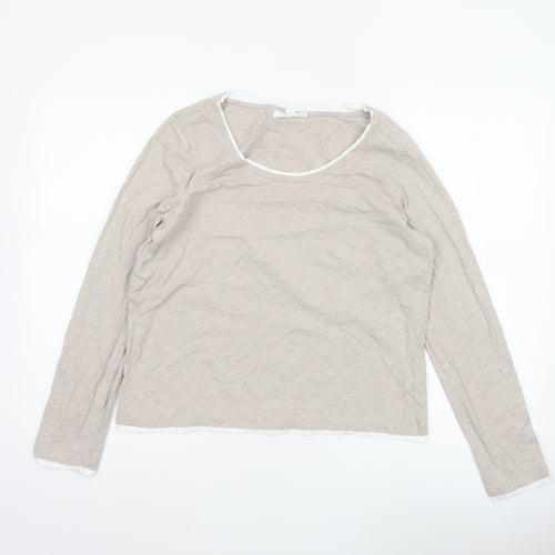 The White Company Women Beige UK 12 Basic Organic Cotton Long Sleeve Top