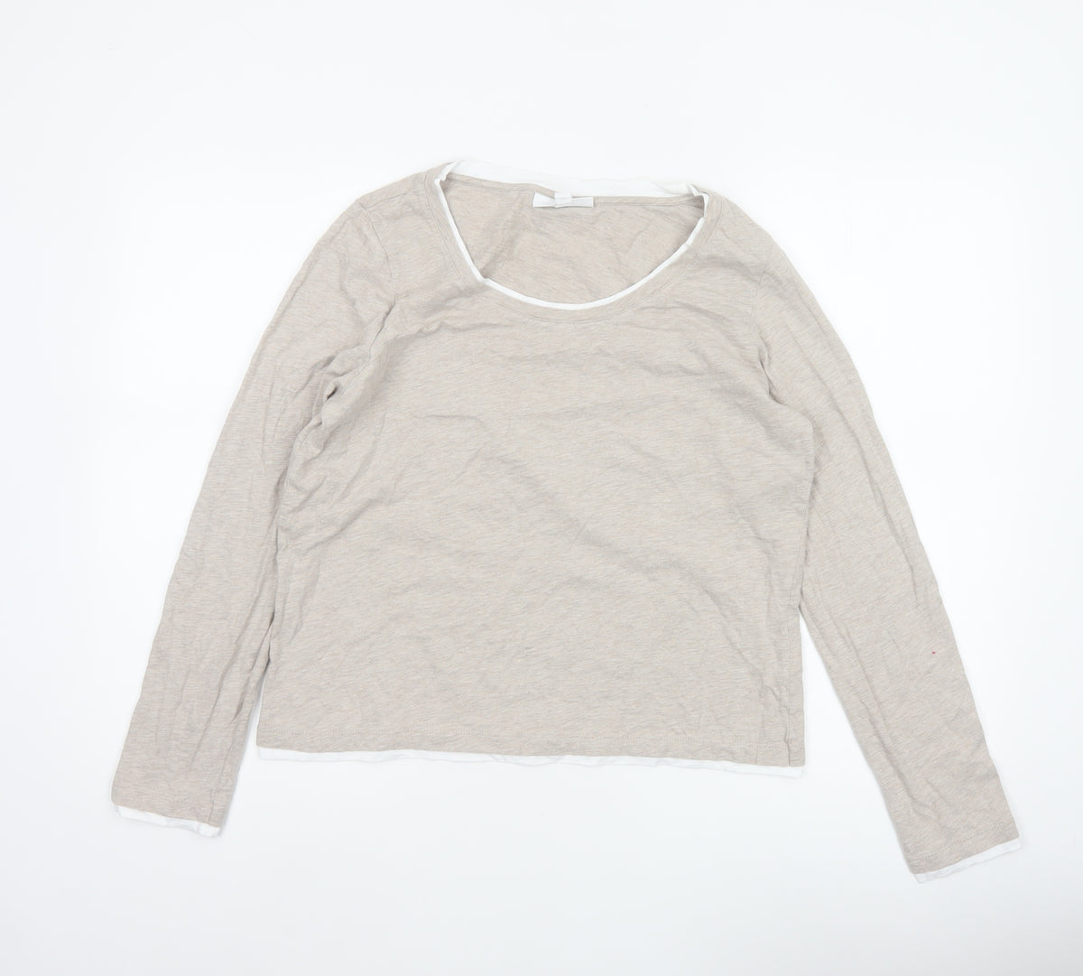 The White Company Women Beige UK 12 Basic Organic Cotton Long Sleeve Top