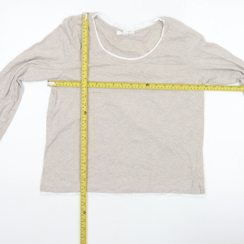 The White Company Women Beige UK 12 Basic Organic Cotton Long Sleeve Top
