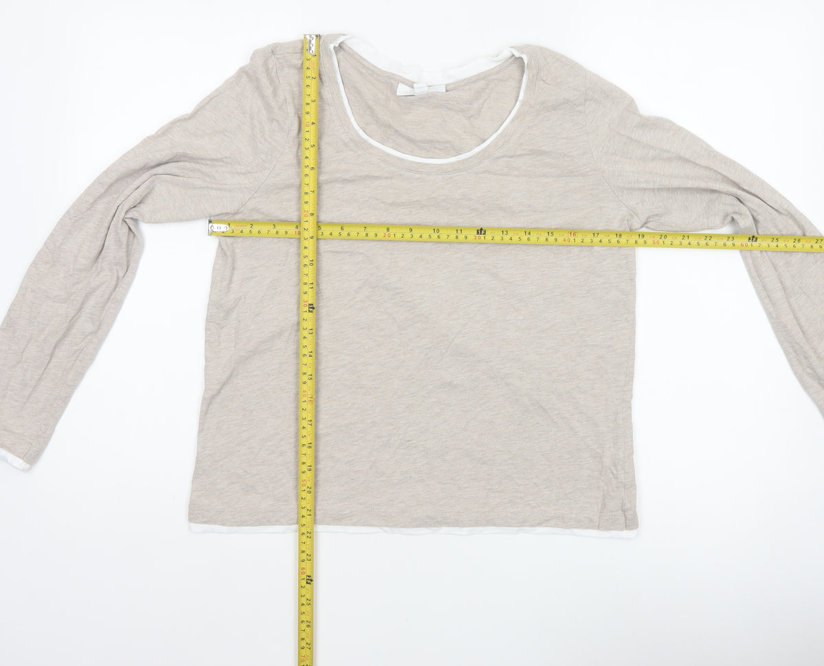 The White Company Women Beige UK 12 Basic Organic Cotton Long Sleeve Top