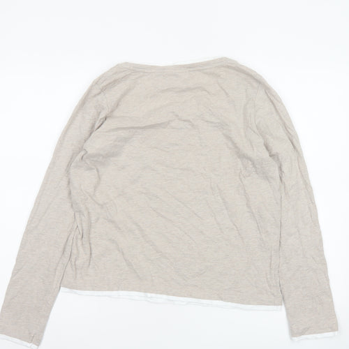 The White Company Women Beige UK 12 Basic Organic Cotton Long Sleeve Top