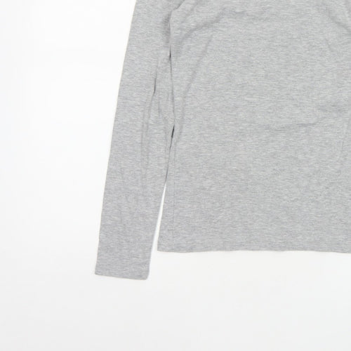 Dorothy Perkins Women Grey UK 10 Mock Neck Long Sleeve Basic Jersey Top