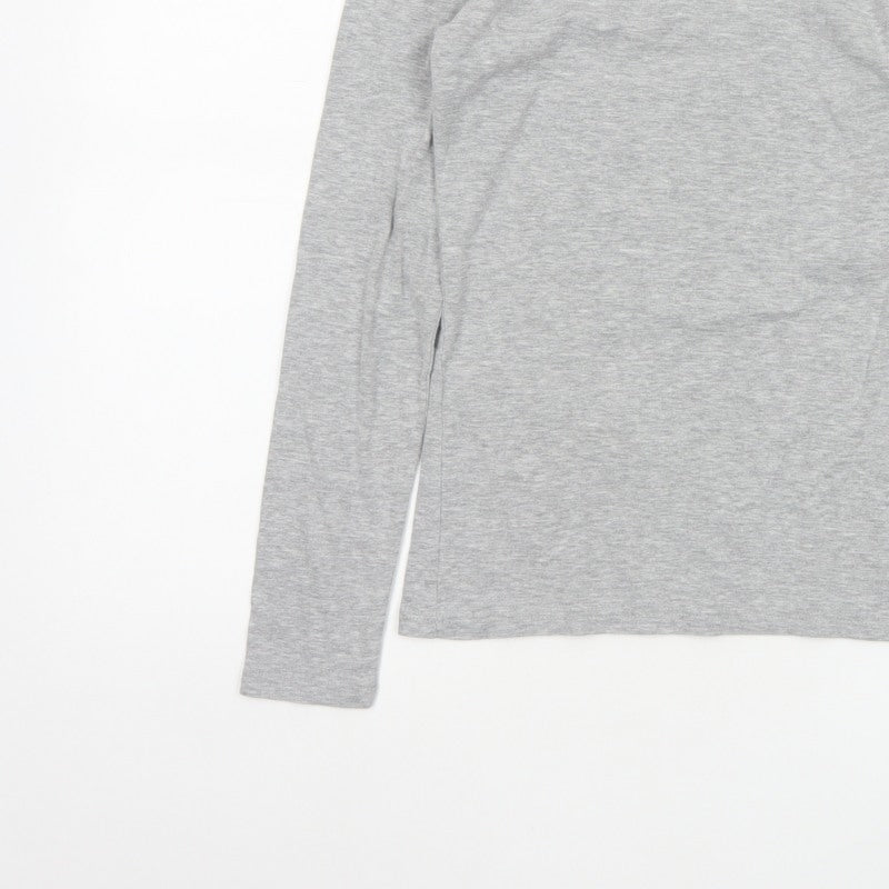 Dorothy Perkins Women Grey UK 10 Mock Neck Long Sleeve Basic Jersey Top