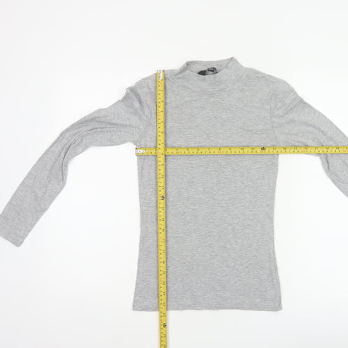 Dorothy Perkins Women Grey UK 10 Mock Neck Long Sleeve Basic Jersey Top