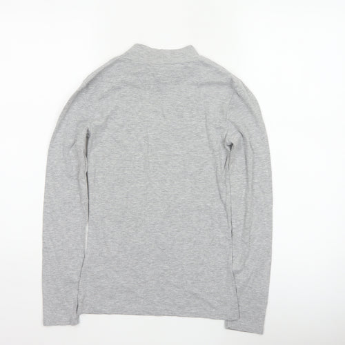 Dorothy Perkins Women Grey UK 10 Mock Neck Long Sleeve Basic Jersey Top