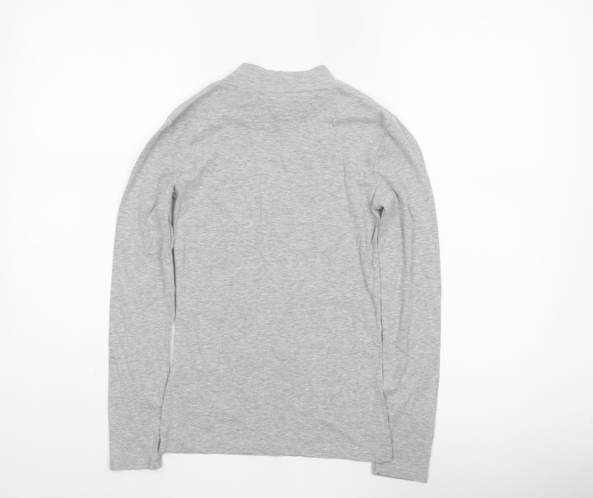 Dorothy Perkins Women Grey UK 10 Mock Neck Long Sleeve Basic Jersey Top