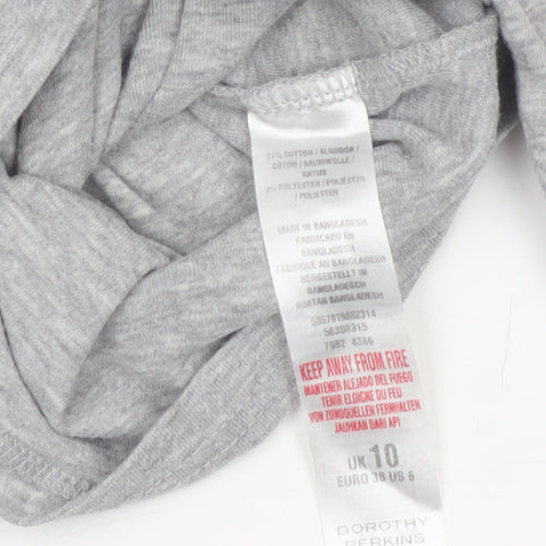 Dorothy Perkins Women Grey UK 10 Mock Neck Long Sleeve Basic Jersey Top