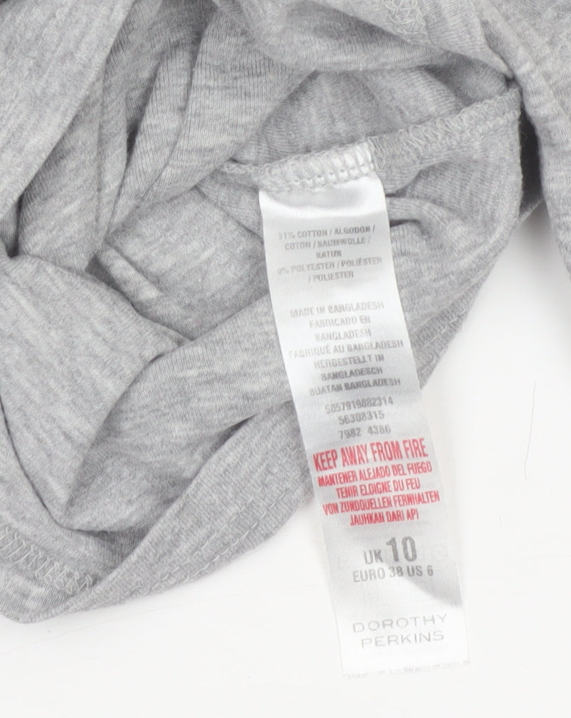 Dorothy Perkins Women Grey UK 10 Mock Neck Long Sleeve Basic Jersey Top