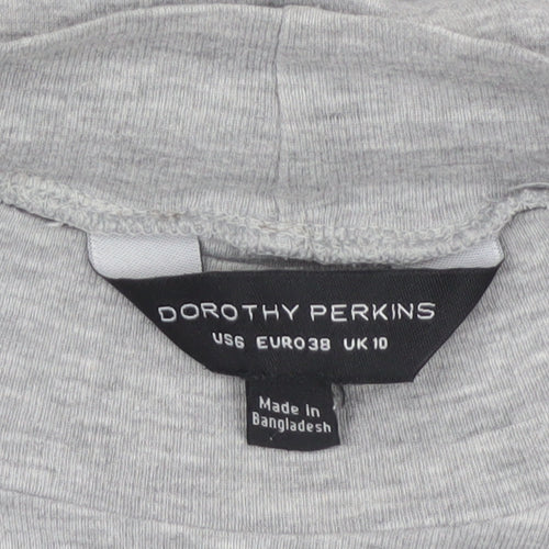 Dorothy Perkins Women Grey UK 10 Mock Neck Long Sleeve Basic Jersey Top