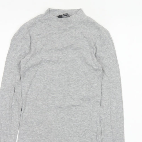 Dorothy Perkins Women Grey UK 10 Mock Neck Long Sleeve Basic Jersey Top