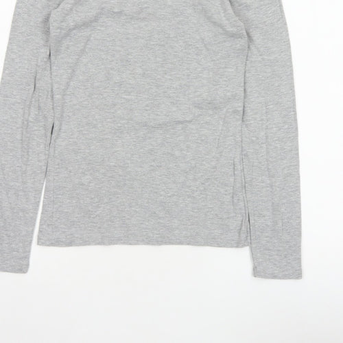 Dorothy Perkins Women Grey UK 10 Mock Neck Long Sleeve Basic Jersey Top