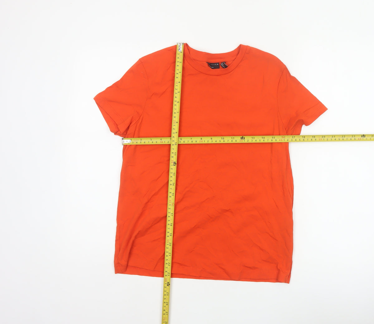 Close-up detail of ASOS DESIGN Women Orange UK 10 Basic Crew Neck Short Sleeve T-Shirt