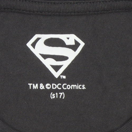 DC Comics Women’s Black Pink Superman Logo Slim Fit T-Shirt UK 8
