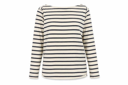 Regatta Women Ivory Navy Striped Boat Neck Long Sleeve Jersey Top UK 14