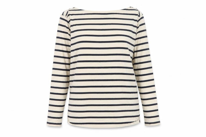 Regatta Women Ivory Navy Striped Boat Neck Long Sleeve Jersey Top UK 14
