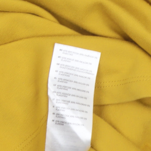 Jasper Conran Women Yellow Size 12 V-Neck 3/4 Sleeve Stretch Blouse