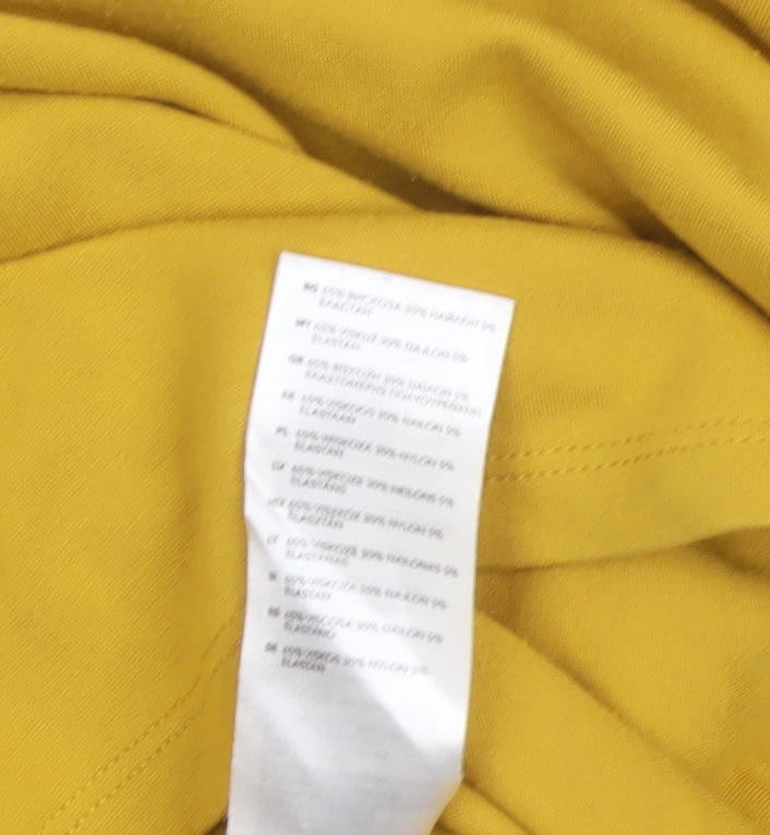 Jasper Conran Women Yellow Size 12 V-Neck 3/4 Sleeve Stretch Blouse
