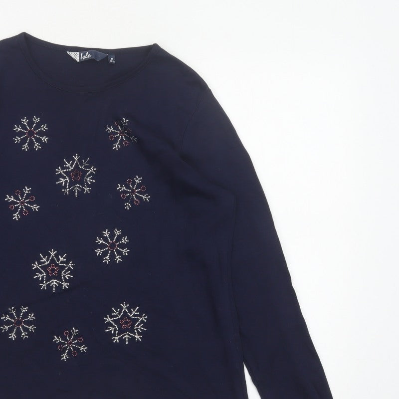 Isle Women’s Blue Size 14 Snowflake Rhinestone Christmas Jersey Top